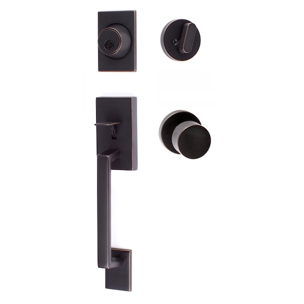 Sure-Loc Hardware Sure-Loc Hardware Koln Handleset with Round Thumb Turn, Bergen Round Handset Trim, Vintage Bronze KN507-R-BG-RD 11P - main